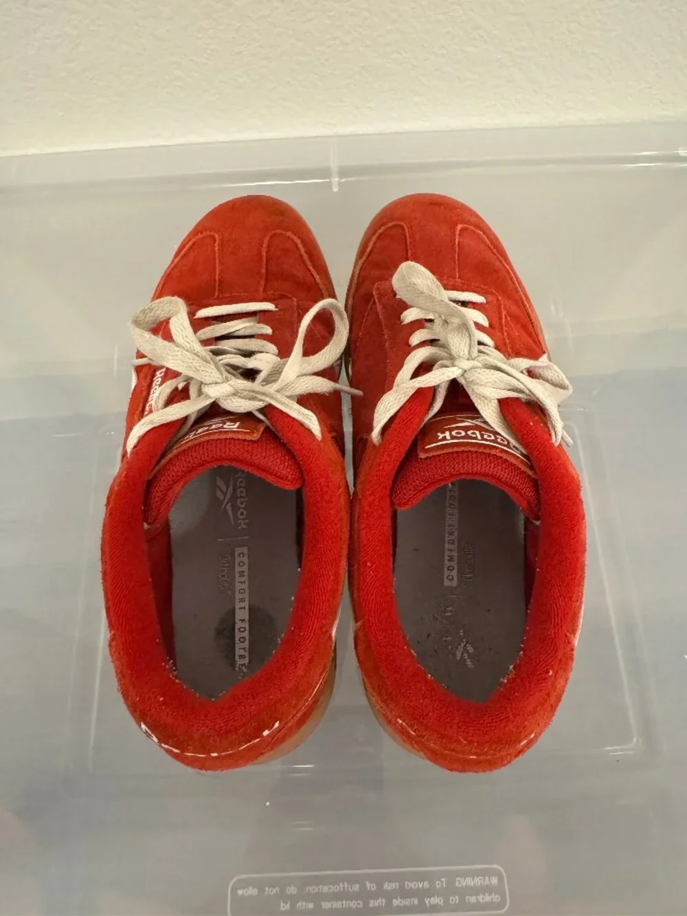 Reebok Forte Lounger Double-Up Red Suede Gum Sneakers Women's 7.5